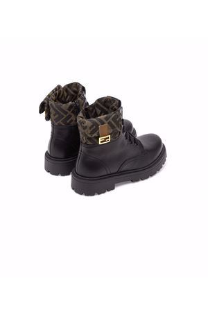 Black leather junior biker boots FENDI KIDS | JMR441AO14F0PMM